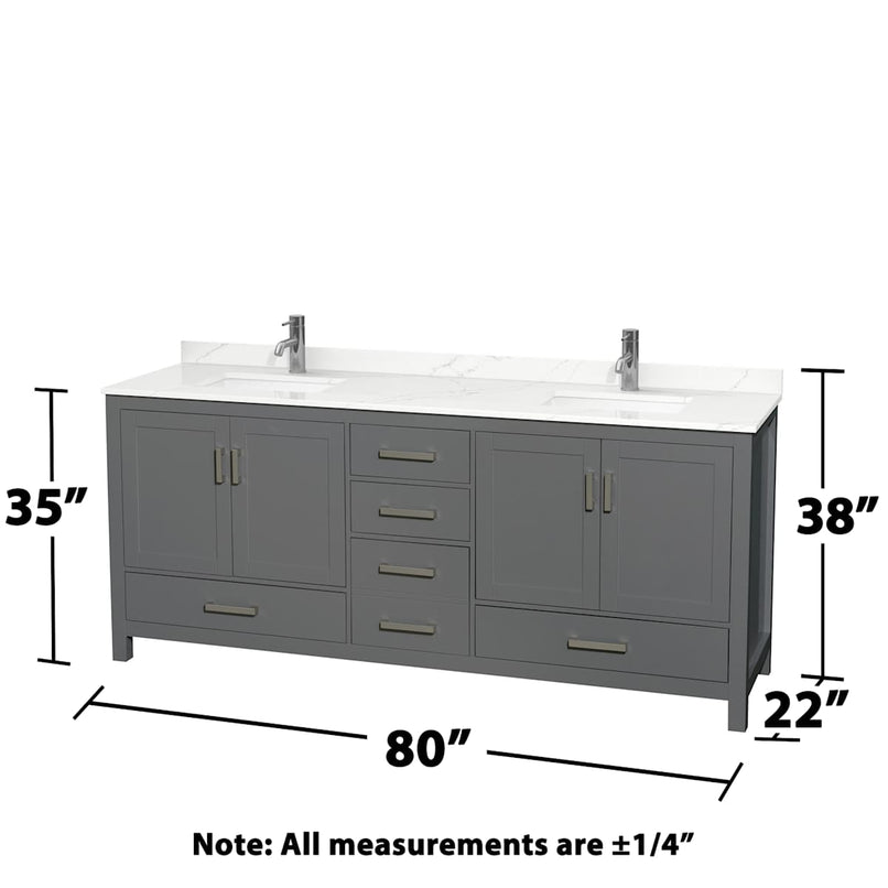 Sheffield 80" Free Standing Double Basin Vanity Set with Cabinet, Quartz Vanity Top, and Framed Mirror - image 20