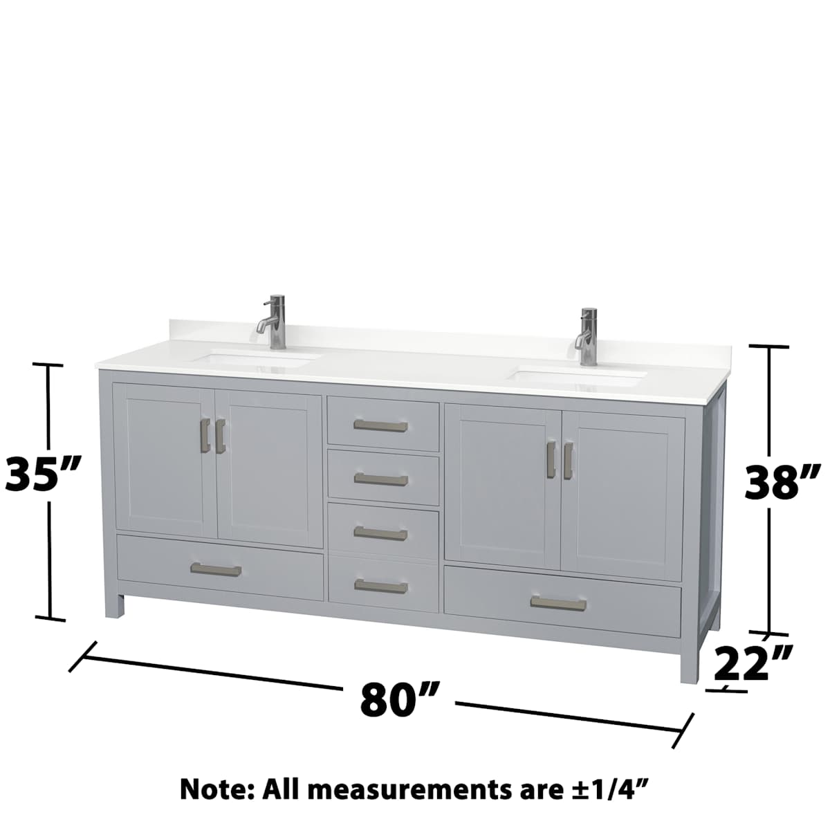 Sheffield 80" Free Standing Double Basin Vanity Set with Cabinet, Quartz Vanity Top, and Framed Mirror - image 21