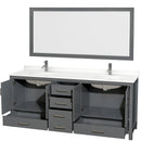 Sheffield 80" Free Standing Double Basin Vanity Set with Cabinet, Quartz Vanity Top, and Framed Mirror - image 12