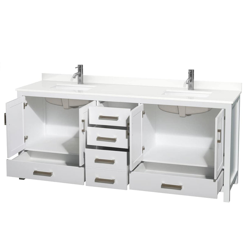 Sheffield 80" Free Standing Double Basin Vanity Set with Cabinet and Quartz Vanity Top - image 7