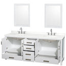 Sheffield 80" Free Standing Double Basin Vanity Set with Cabinet, Quartz Vanity Top, and Framed Mirror - image 10