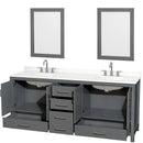 Sheffield 80" Free Standing Double Basin Vanity Set with Cabinet, Quartz Vanity Top, and Framed Mirror - image 12