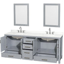 Sheffield 80" Free Standing Double Basin Vanity Set with Cabinet, Quartz Vanity Top, and Framed Mirror - image 14