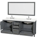 Sheffield 80" Free Standing Double Basin Vanity Set with Cabinet, Quartz Vanity Top, and Framed Mirror - image 13