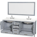 Sheffield 80" Free Standing Double Basin Vanity Set with Cabinet, Quartz Vanity Top, and Framed Mirror - image 14