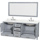 Sheffield 80" Free Standing Double Basin Vanity Set with Cabinet, Quartz Vanity Top, and Framed Mirror - image 15