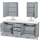 Sheffield 80" Free Standing Double Basin Vanity Set with Cabinet, Quartz Vanity Top, and Medicine Cabinet - image 14