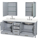 Sheffield 80" Free Standing Double Basin Vanity Set with Cabinet, Quartz Vanity Top, and Medicine Cabinet - image 15