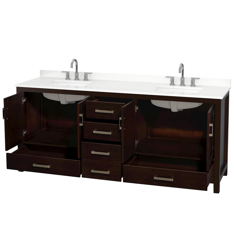 Sheffield 80" Free Standing Double Basin Vanity Set with Cabinet and Quartz Vanity Top - image 6