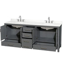 Sheffield 80" Free Standing Double Basin Vanity Set with Cabinet and Quartz Vanity Top - image 9