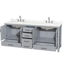 Sheffield 80" Free Standing Double Basin Vanity Set with Cabinet and Quartz Vanity Top - image 12