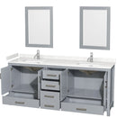 Sheffield 80" Free Standing Double Basin Vanity Set with Cabinet, Cultured Marble Vanity Top, and Framed Mirrors - image 2
