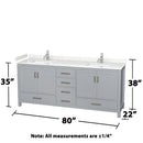 Sheffield 80" Free Standing Double Basin Vanity Set with Cabinet, Cultured Marble Vanity Top, and Framed Mirrors - image 6