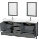 Sheffield 80" Free Standing Double Basin Vanity Set with Cabinet, Cultured Marble Vanity Top, and Framed Mirrors - image 12