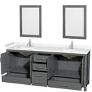 Sheffield 80" Free Standing Double Basin Vanity Set with Cabinet, Cultured Marble Vanity Top, and Framed Mirrors - image 13