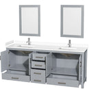 Sheffield 80" Free Standing Double Basin Vanity Set with Cabinet, Cultured Marble Vanity Top, and Framed Mirrors - image 14