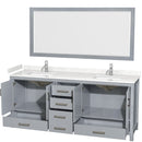 Sheffield 80" Free Standing Double Basin Vanity Set with Cabinet, Cultured Marble Vanity Top, and Framed Mirror - image 2
