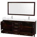 Sheffield 80" Free Standing Double Basin Vanity Set with Cabinet, Cultured Marble Vanity Top, and Framed Mirror - image 15