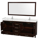 Sheffield 80" Free Standing Double Basin Vanity Set with Cabinet, Cultured Marble Vanity Top, and Framed Mirror - image 16