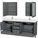 Sheffield 80" Free Standing Double Basin Vanity Set with Hardwood Cabinet, Cultured Marble Vanity Top, and Medicine Cabinets - image 8