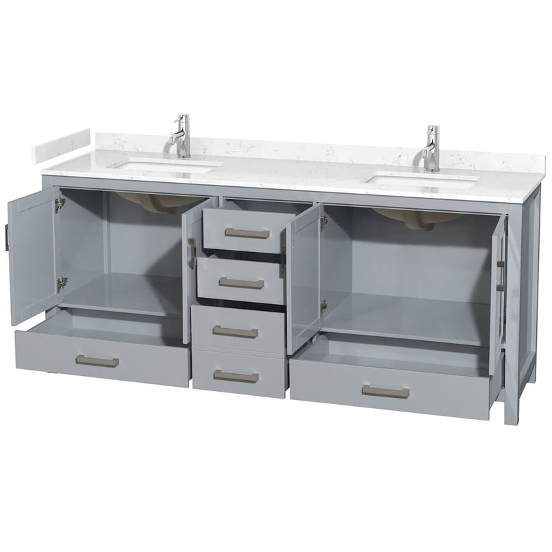 Sheffield 80" Free Standing Double Basin Vanity Set with Cultured Marble Vanity Top - image 2