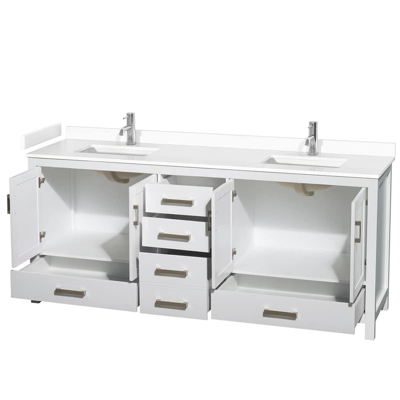 Sheffield 80" Free Standing Double Basin Vanity Set with Cultured Marble Vanity Top - image 6