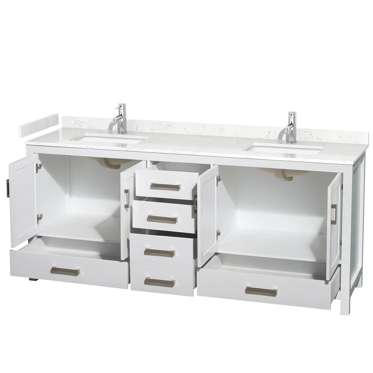 Sheffield 80" Free Standing Double Basin Vanity Set with Cultured Marble Vanity Top