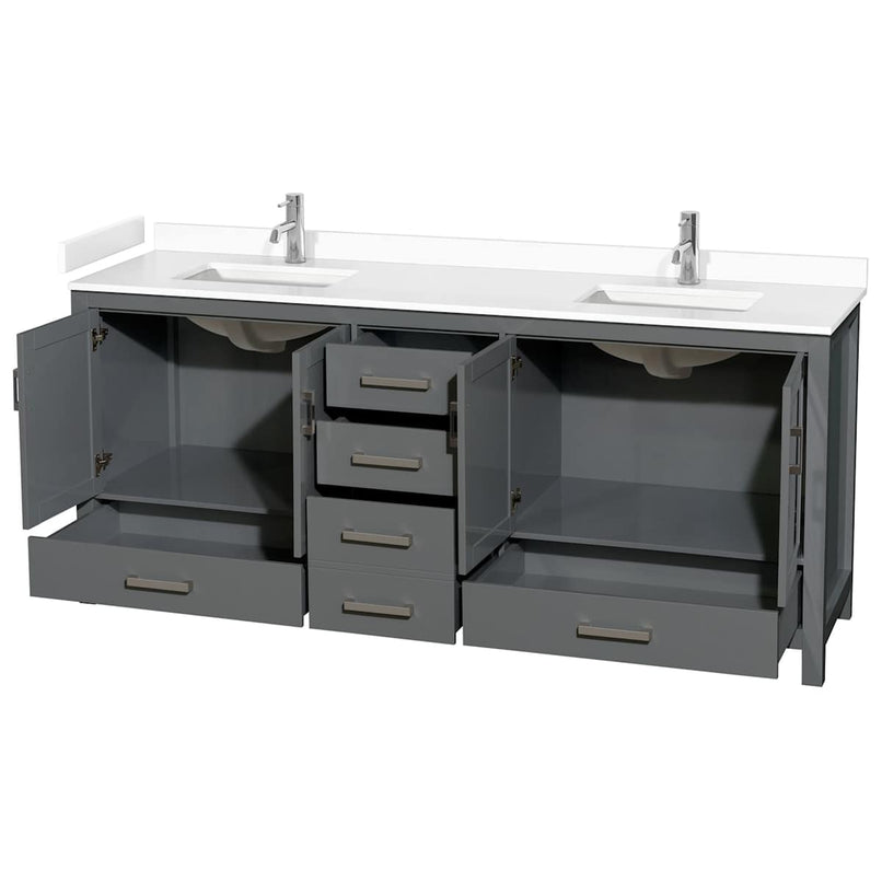 Sheffield 80" Free Standing Double Basin Vanity Set with Cultured Marble Vanity Top - image 8