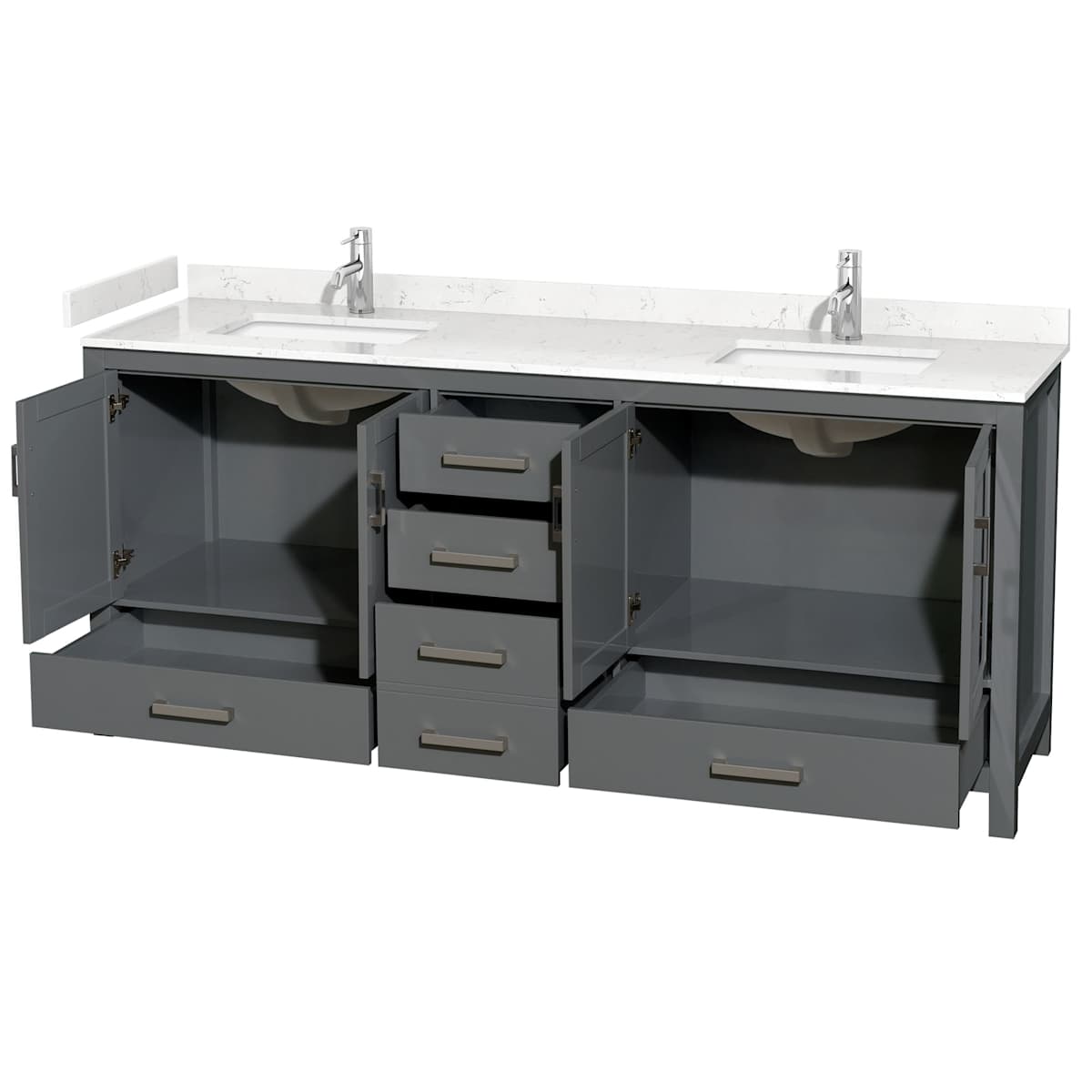 Sheffield 80" Free Standing Double Basin Vanity Set with Cultured Marble Vanity Top