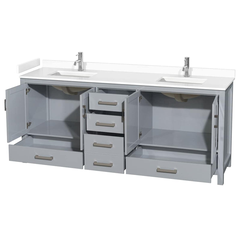 Sheffield 80" Free Standing Double Basin Vanity Set with Cultured Marble Vanity Top - image 10