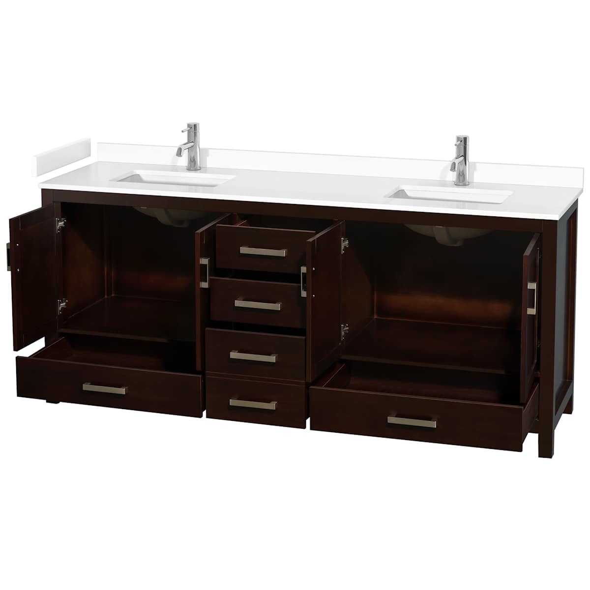 Sheffield 80" Free Standing Double Basin Vanity Set with Cultured Marble Vanity Top