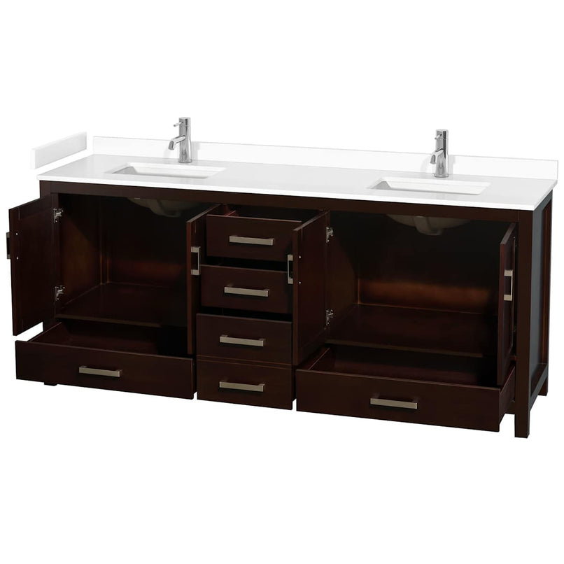Sheffield 80" Free Standing Double Basin Vanity Set with Cultured Marble Vanity Top - image 11