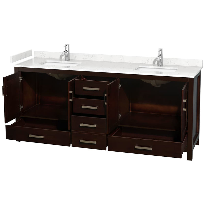 Sheffield 80" Free Standing Double Basin Vanity Set with Cultured Marble Vanity Top - image 12