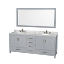 Sheffield 80" Free Standing Double Basin Vanity Set with Hardwood Cabinet, Marble Vanity Top, Mirror, and Undermount Oval Sinks - image 1