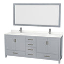 Sheffield 80" Free Standing Double Basin Vanity Set with Cabinet, Quartz Vanity Top, and Framed Mirror - image 1