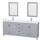 Sheffield 80" Free Standing Double Basin Vanity Set with Cabinet, Cultured Marble Vanity Top, and Framed Mirrors - image 1