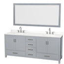 Sheffield 80" Free Standing Double Basin Vanity Set with Cabinet, Quartz Vanity Top, and Framed Mirror - image 1