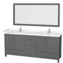 Sheffield 80" Free Standing Double Basin Vanity Set with Cabinet, Cultured Marble Vanity Top, and Framed Mirror - image 1