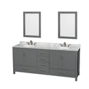 Sheffield 80" Free Standing Vanity Set with Hardwood Cabinet, Marble Vanity Top, Framed Mirrors, and Undermount Oval Sinks - image 1