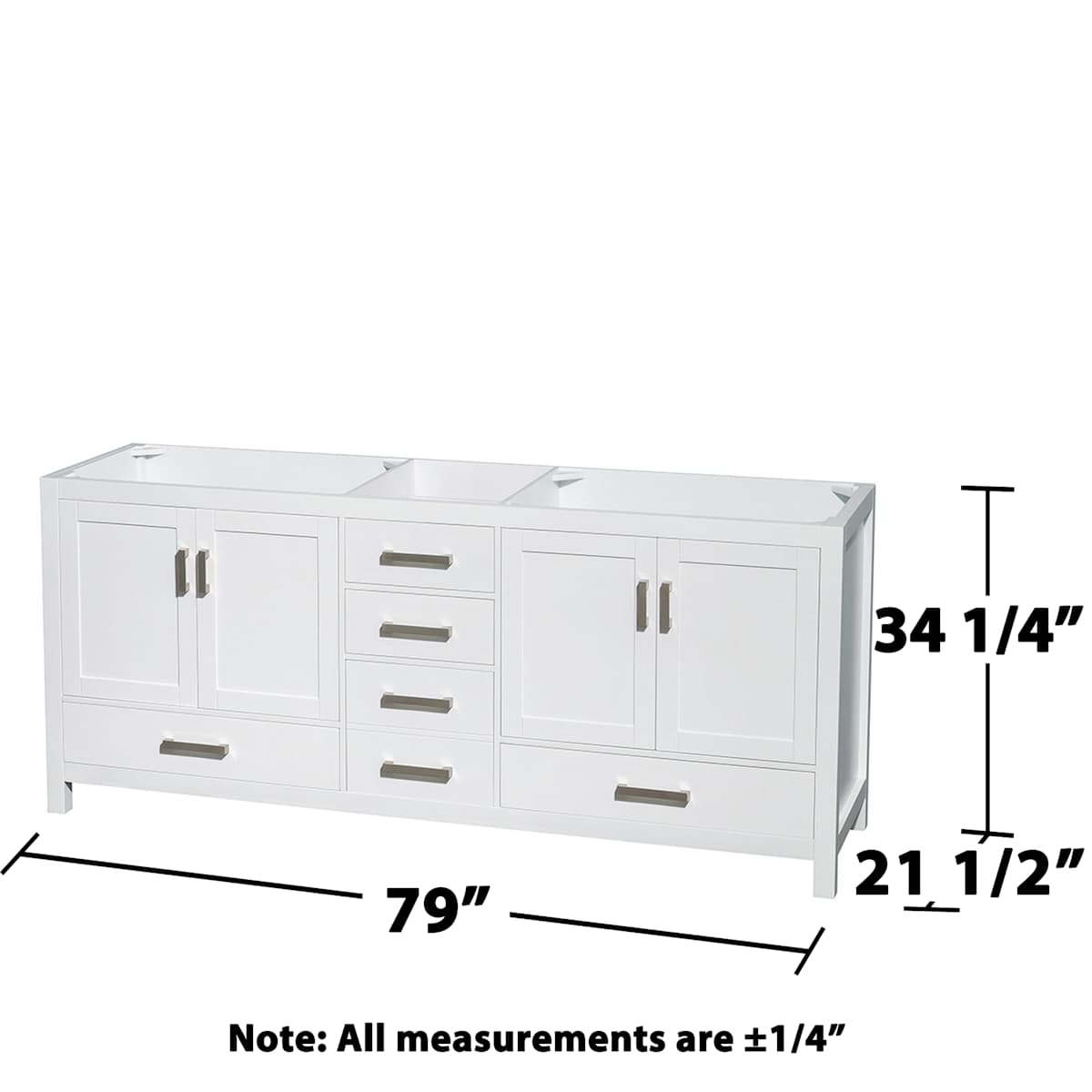 Sheffield 79" Double Free Standing Vanity Cabinet Only - Less Vanity Top