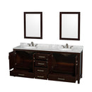 Sheffield 80" Free Standing Vanity Set with Hardwood Cabinet, Marble Vanity Top, Framed Mirrors, and Undermount Oval Sinks - image 14