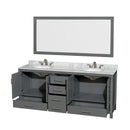 Sheffield 80" Free Standing Double Basin Vanity Set with Hardwood Cabinet, Marble Vanity Top, Mirror, and Undermount Oval Sinks - image 6