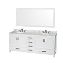 Sheffield 80" Free Standing Double Basin Vanity Set with Hardwood Cabinet, Marble Vanity Top, Mirror, and Undermount Oval Sinks - image 9