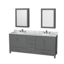 Sheffield 80" Free Standing Double Basin Vanity Set with Hardwood Cabinet, Marble Vanity Top, Medicine Cabinets, and Undermount Oval Sinks - image 5