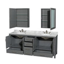 Sheffield 80" Free Standing Double Basin Vanity Set with Hardwood Cabinet, Marble Vanity Top, Medicine Cabinets, and Undermount Oval Sinks - image 6