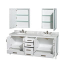 Sheffield 80" Free Standing Double Basin Vanity Set with Hardwood Cabinet, Marble Vanity Top, Medicine Cabinets, and Undermount Oval Sinks - image 12