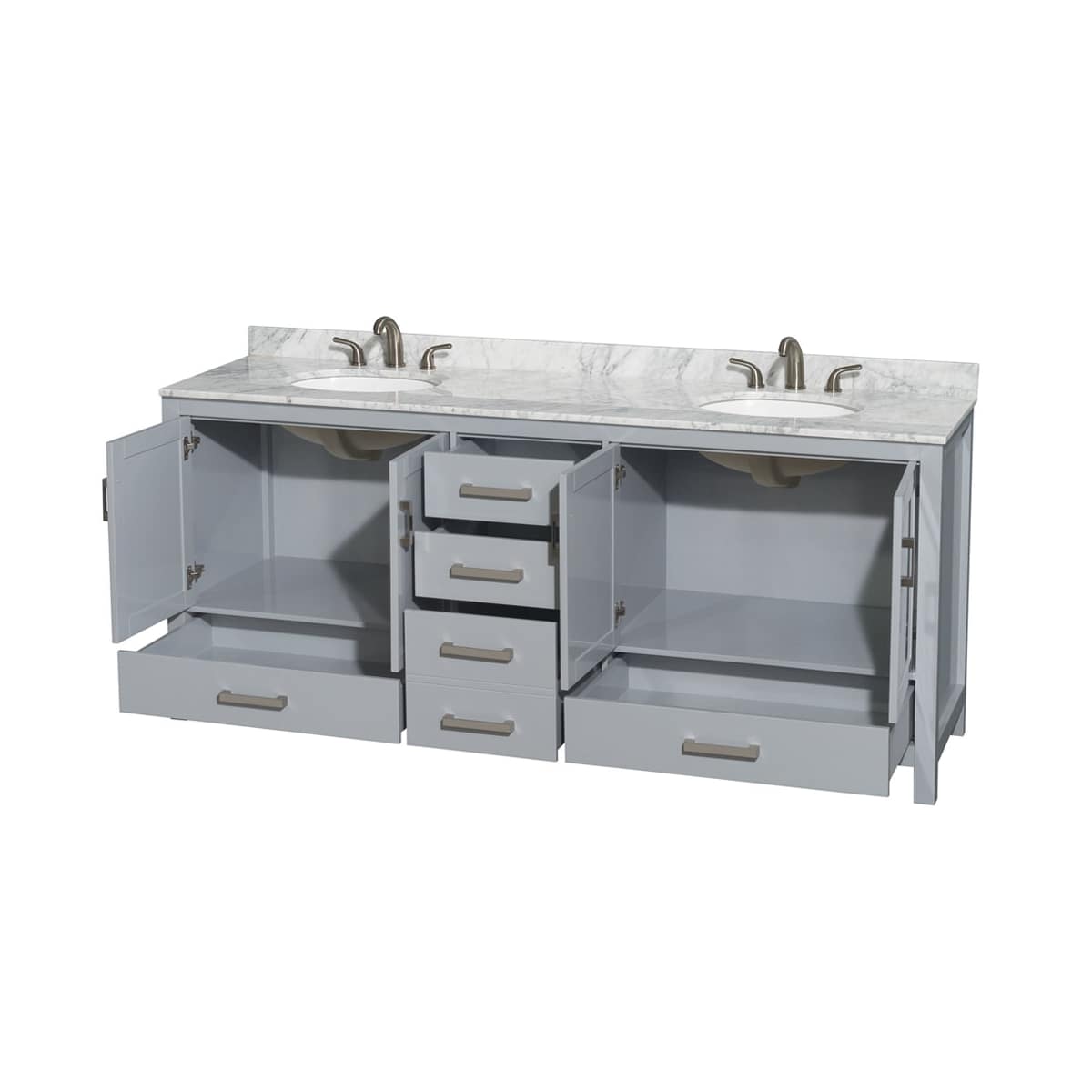 Sheffield 80" Free Standing Double Basin Vanity Set with Cabinet and Marble Vanity Top - image 2
