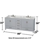 Sheffield 80" Free Standing Double Basin Vanity Set with Cabinet and Marble Vanity Top - image 3