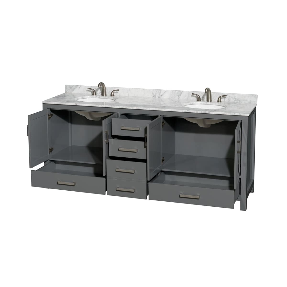 Sheffield 80" Free Standing Double Basin Vanity Set with Cabinet and Marble Vanity Top