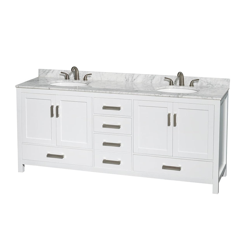 Sheffield 80" Free Standing Double Basin Vanity Set with Cabinet and Marble Vanity Top - image 7